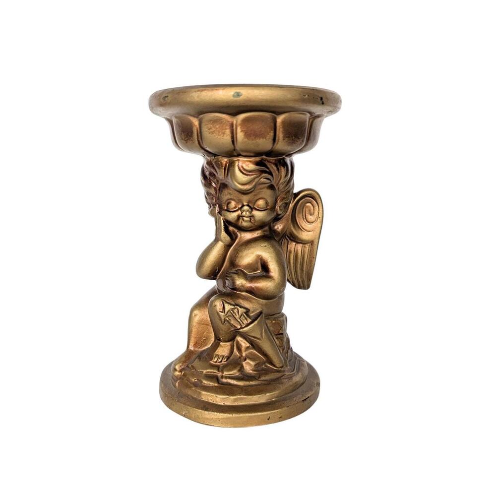 Vintage Gold Angel Ceramic Pillar Candle Holder